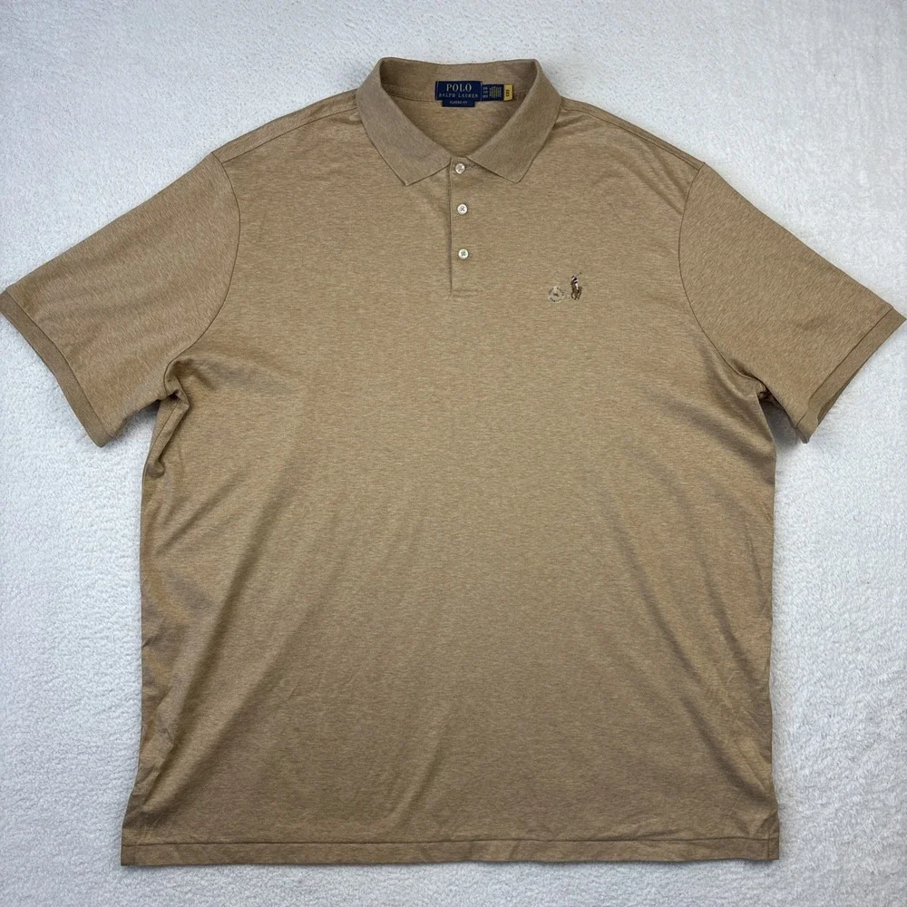 NEW POLO RALPH LAUREN Mens Polo Shirt 2XL Brown Classic Fit Cotton Stretch NWOT